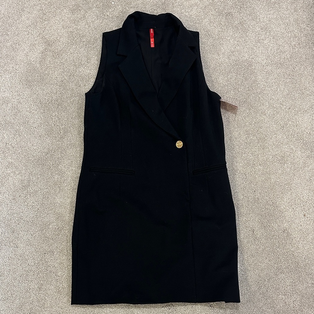 Spanx Ponte Sleeveless Vest Wrap Dress  with Gold Button